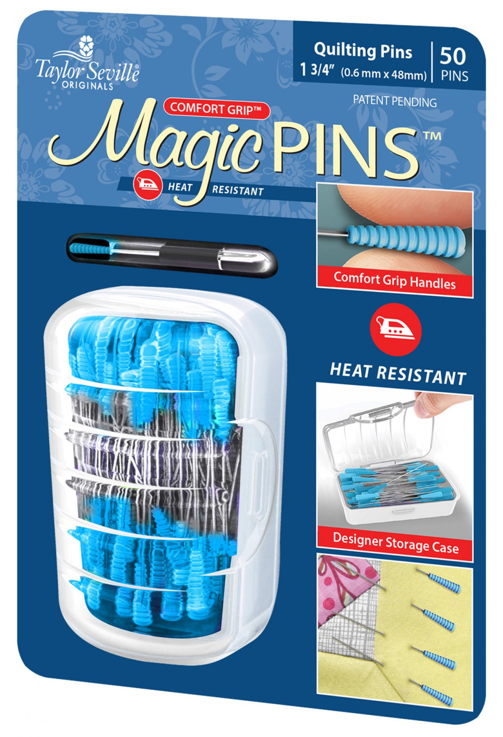 eQuilter Comfort Grip Magic Quilting Pins - 50 Count